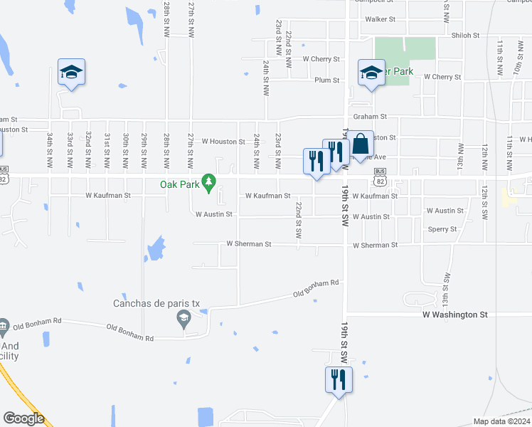 map of restaurants, bars, coffee shops, grocery stores, and more near 2330 West Austin Street in Paris
