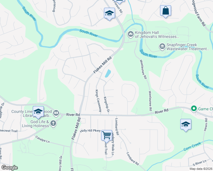 map of restaurants, bars, coffee shops, grocery stores, and more near 4114 Kingship Drive in Ellenwood