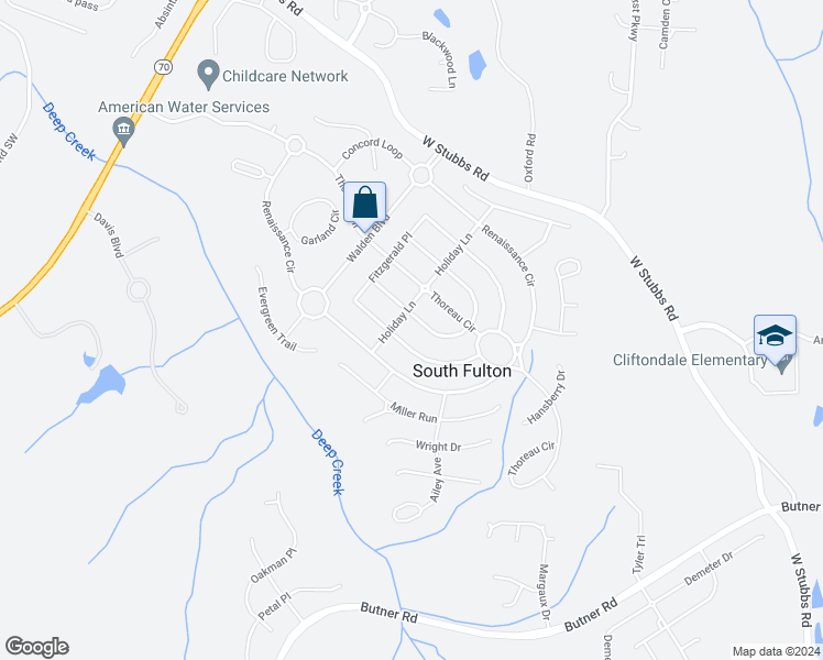 map of restaurants, bars, coffee shops, grocery stores, and more near 7628 Cole Lane in Atlanta