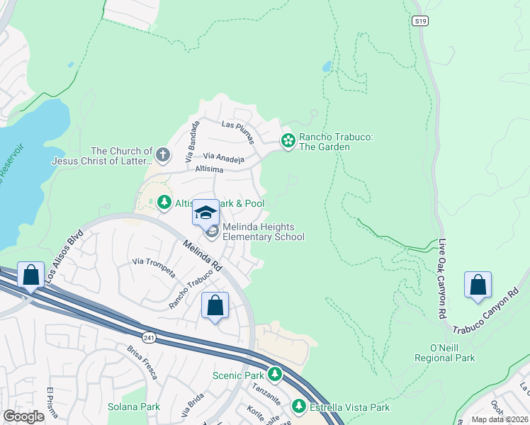 map of restaurants, bars, coffee shops, grocery stores, and more near 30 Colorido in Rancho Santa Margarita