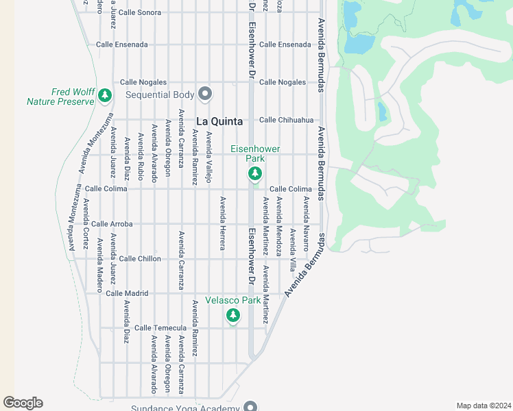 map of restaurants, bars, coffee shops, grocery stores, and more near 53612 Eisenhower Drive in La Quinta
