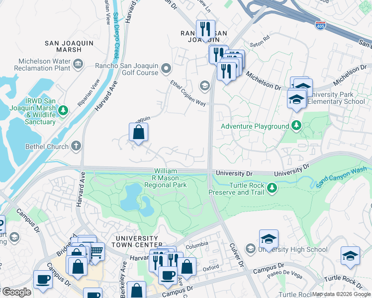 map of restaurants, bars, coffee shops, grocery stores, and more near 7 Cerrito in Irvine