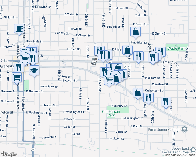 map of restaurants, bars, coffee shops, grocery stores, and more near 255 12th Street Southeast in Paris