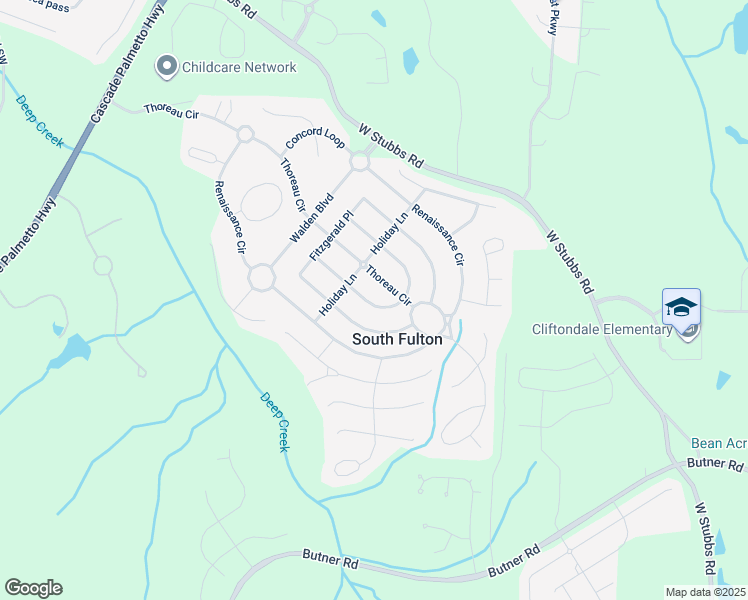 map of restaurants, bars, coffee shops, grocery stores, and more near 7597 Cole Lane in Atlanta