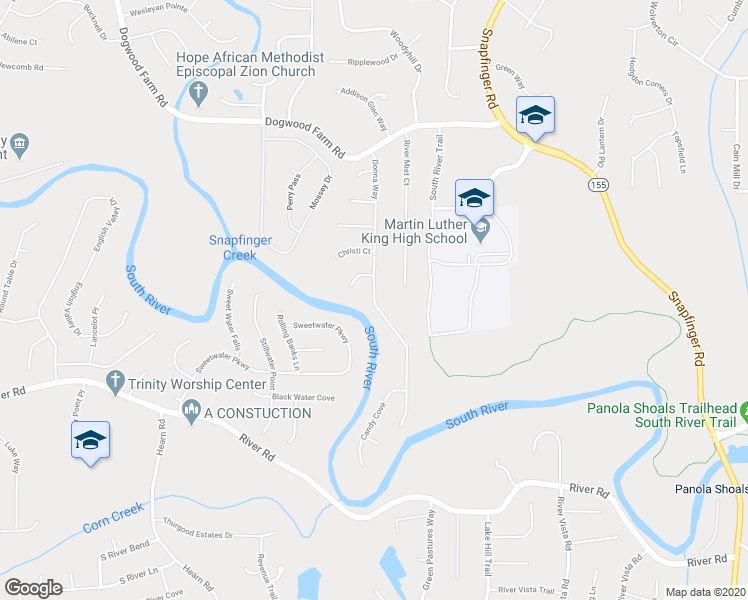 map of restaurants, bars, coffee shops, grocery stores, and more near 4257 Donna Way in Stonecrest
