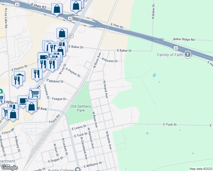 map of restaurants, bars, coffee shops, grocery stores, and more near 2002 East Alma Avenue in Sherman