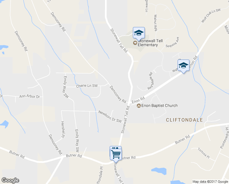 map of restaurants, bars, coffee shops, grocery stores, and more near 2873 Demooney Road in Atlanta