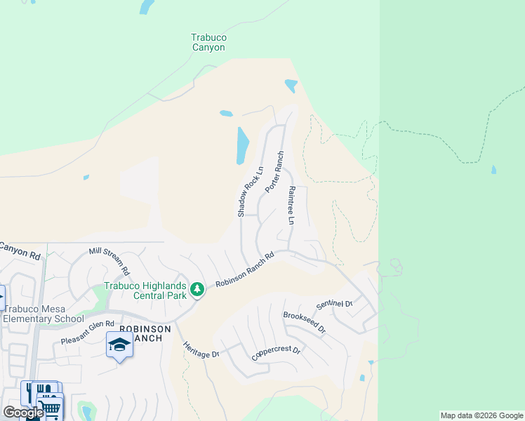map of restaurants, bars, coffee shops, grocery stores, and more near 20892 Porter Ranch in Trabuco Canyon