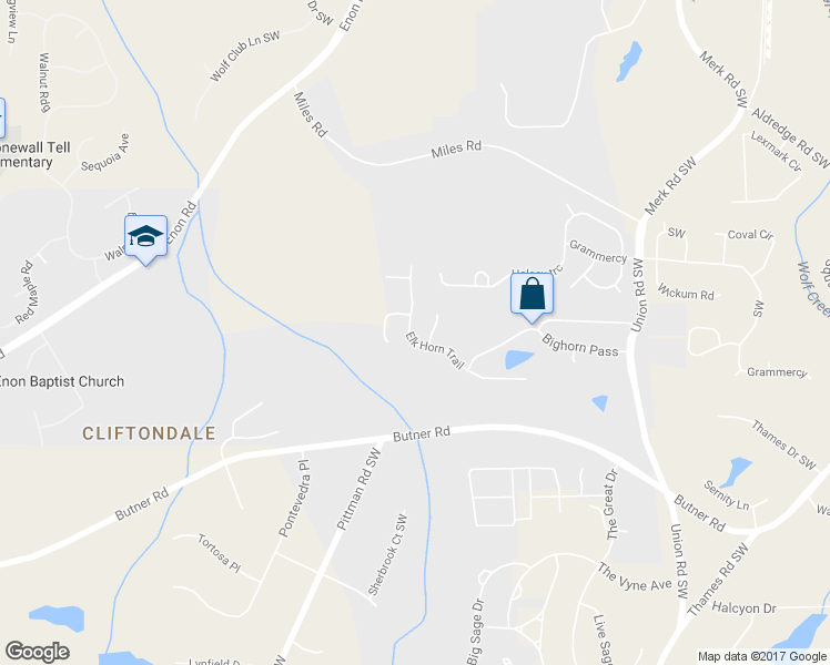 map of restaurants, bars, coffee shops, grocery stores, and more near 3536 Elk Horn Trail in Atlanta