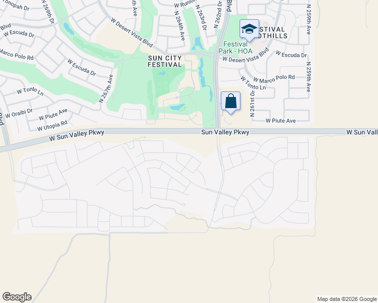 map of restaurants, bars, coffee shops, grocery stores, and more near 26356 West Taro Drive in Buckeye