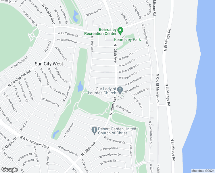 map of restaurants, bars, coffee shops, grocery stores, and more near 13006 West Seville Drive in Sun City