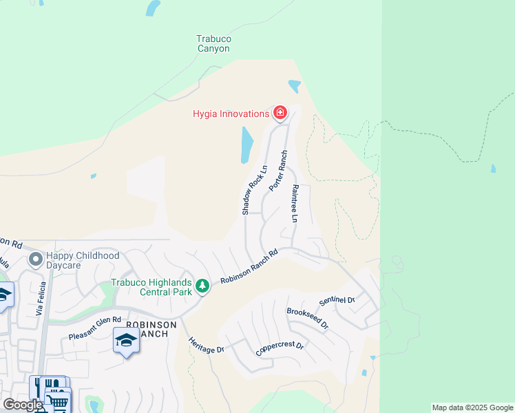 map of restaurants, bars, coffee shops, grocery stores, and more near 20891 Porter Ranch Road in Trabuco Canyon