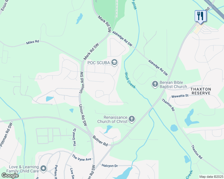 map of restaurants, bars, coffee shops, grocery stores, and more near 3449 Wickum Road in Atlanta