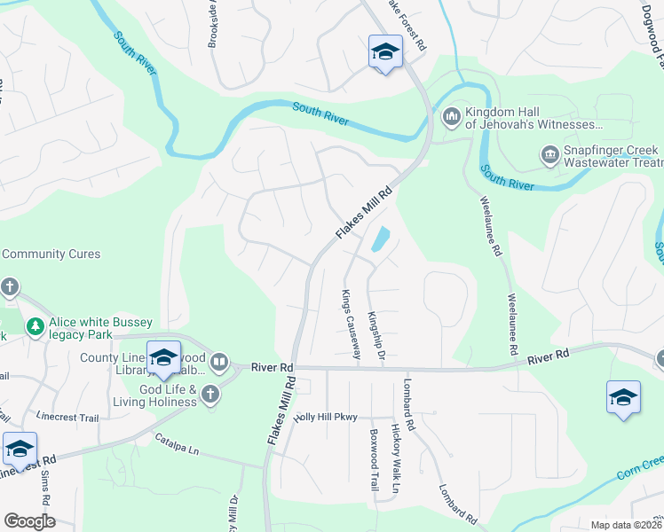 map of restaurants, bars, coffee shops, grocery stores, and more near 4110 Flakes Mill Manor Lane in Ellenwood
