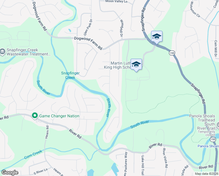 map of restaurants, bars, coffee shops, grocery stores, and more near Donna Way in DeKalb County