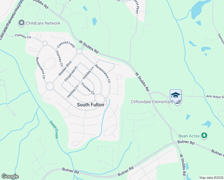map of restaurants, bars, coffee shops, grocery stores, and more near 3435 Renaissance Circle in Atlanta