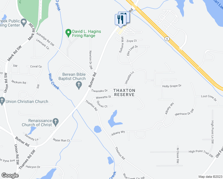 map of restaurants, bars, coffee shops, grocery stores, and more near Tiwanaku Drive in Atlanta