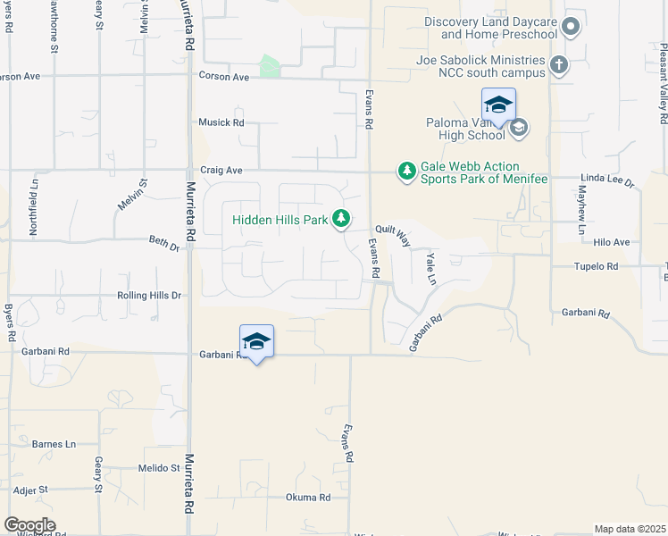 map of restaurants, bars, coffee shops, grocery stores, and more near 26423 Rediron Court in Menifee