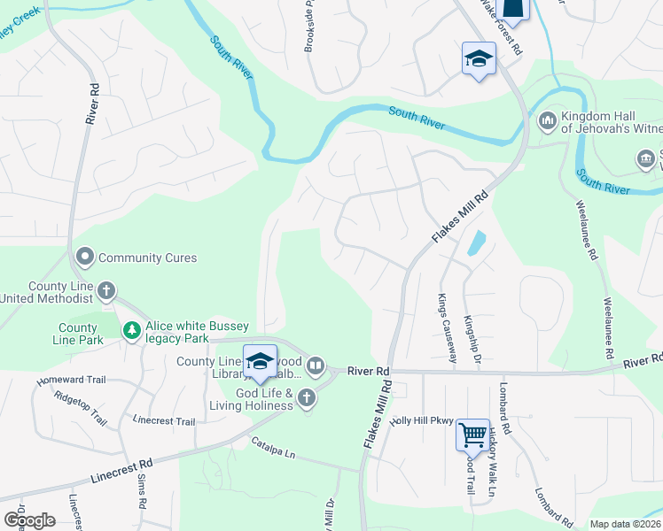 map of restaurants, bars, coffee shops, grocery stores, and more near 3840 Chimney Mill Court in Ellenwood