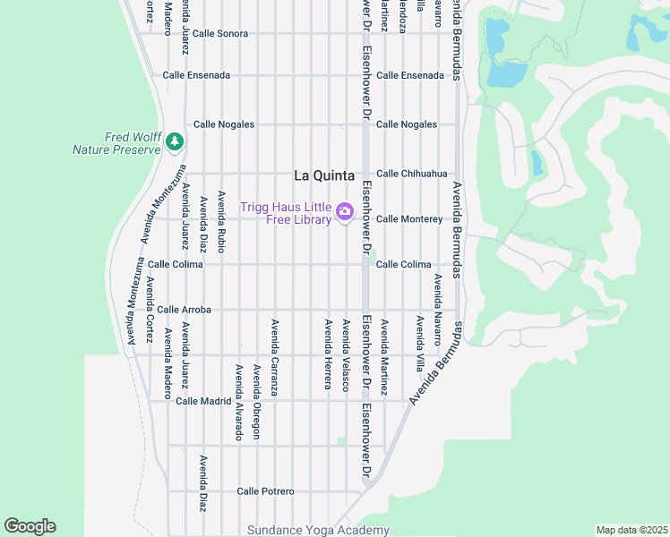 map of restaurants, bars, coffee shops, grocery stores, and more near 53500 Avenue Herrera in La Quinta