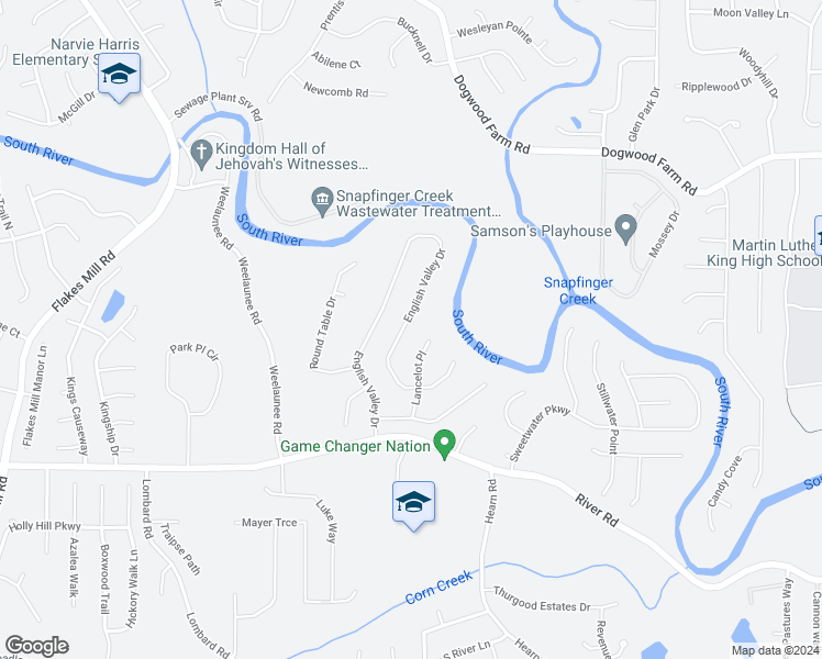 map of restaurants, bars, coffee shops, grocery stores, and more near 3967 English Valley Drive in Ellenwood