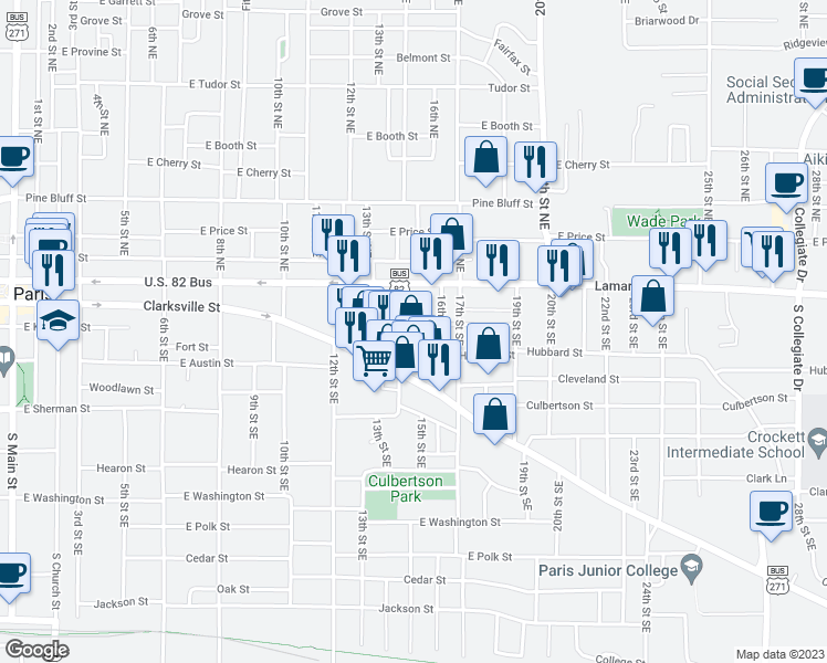map of restaurants, bars, coffee shops, grocery stores, and more near 1411 Margaret Street in Paris