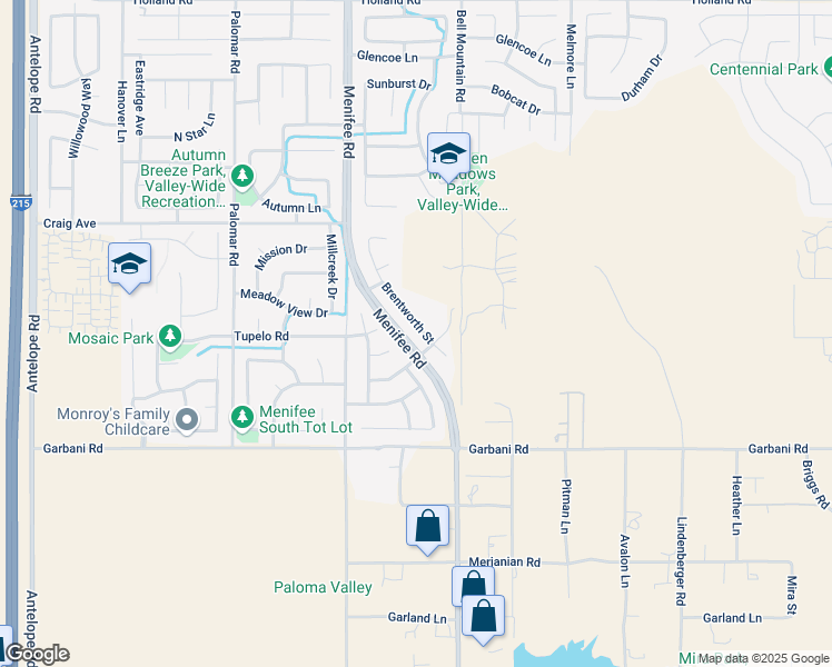 map of restaurants, bars, coffee shops, grocery stores, and more near 31767 Brentworth Street in Menifee