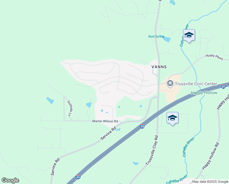 map of restaurants, bars, coffee shops, grocery stores, and more near 6217 Clubhouse Way in Trussville