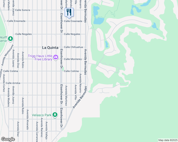 map of restaurants, bars, coffee shops, grocery stores, and more near 53330 Del Gato Drive in La Quinta