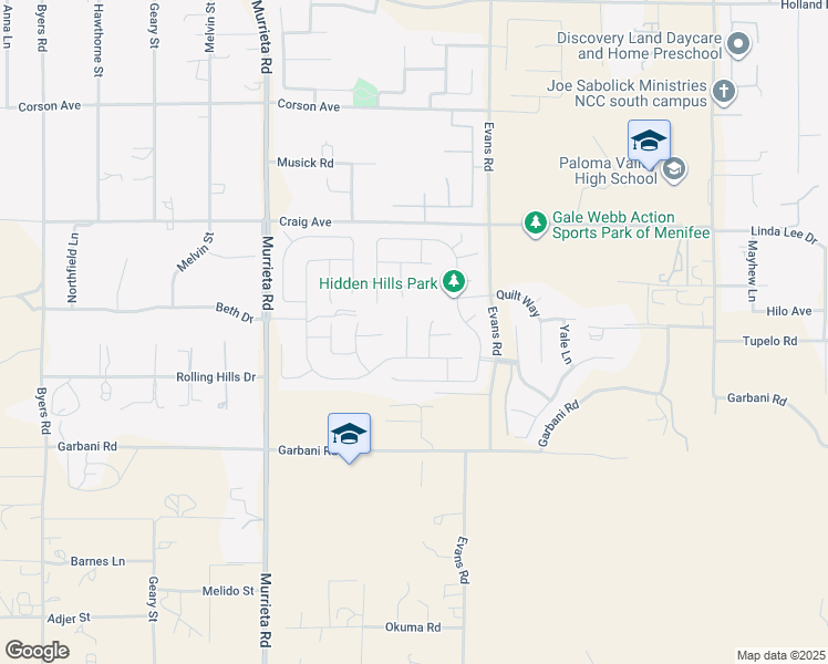map of restaurants, bars, coffee shops, grocery stores, and more near 31846 Ives Court in Menifee