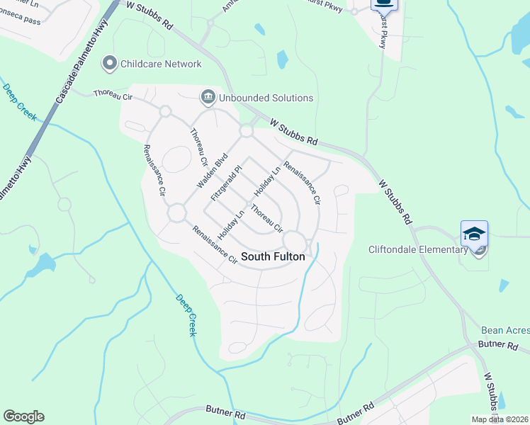 map of restaurants, bars, coffee shops, grocery stores, and more near 7259 Thoreau Circle in Atlanta