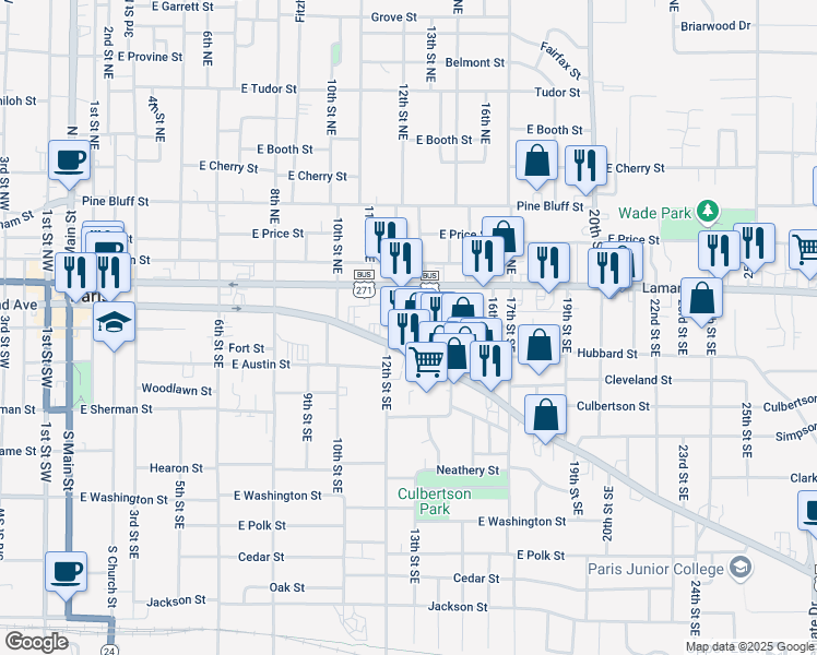 map of restaurants, bars, coffee shops, grocery stores, and more near 200 13th Street Northeast in Paris