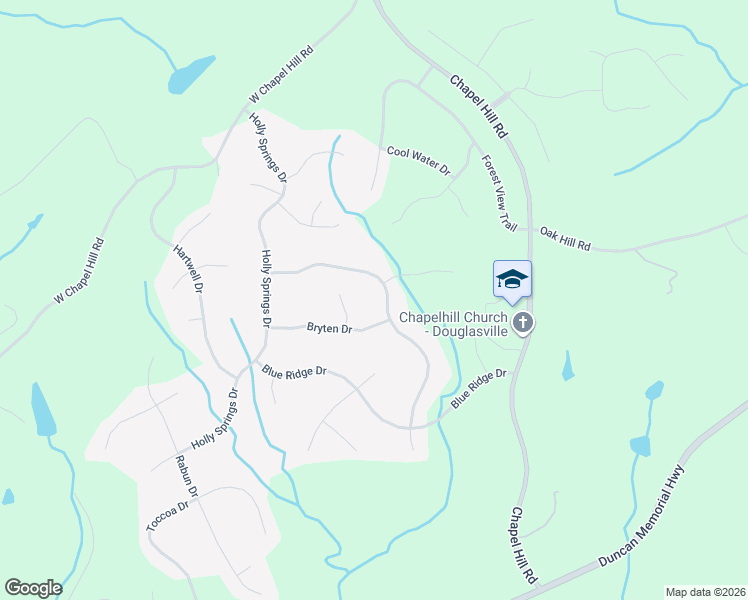 map of restaurants, bars, coffee shops, grocery stores, and more near 4441 Bronte Lane in Douglasville