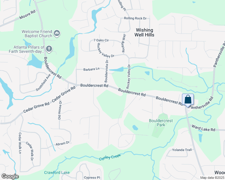 map of restaurants, bars, coffee shops, grocery stores, and more near 3543 Bouldercrest Road in Ellenwood