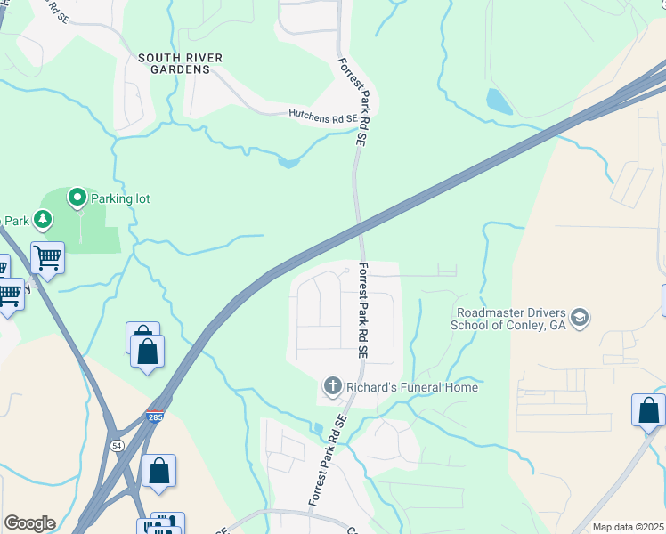 map of restaurants, bars, coffee shops, grocery stores, and more near 3435 Eisenhower Circle Southeast in Atlanta