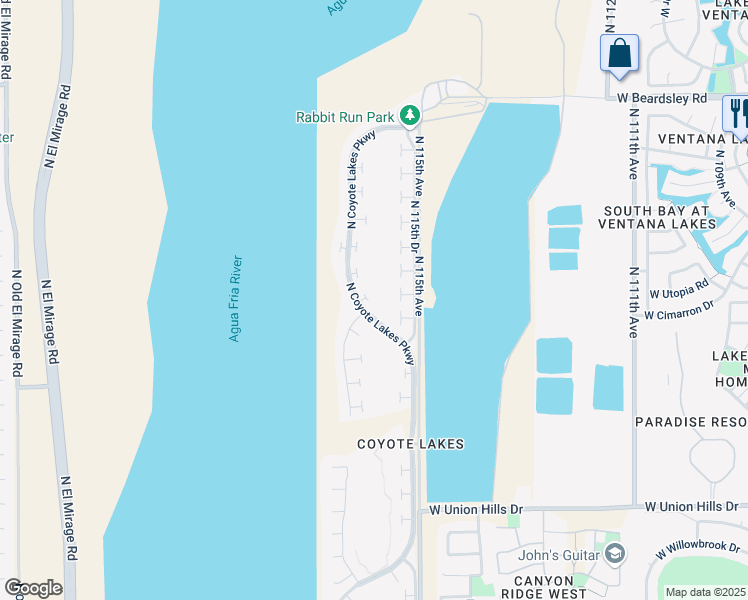 map of restaurants, bars, coffee shops, grocery stores, and more near 11605 West Iron Mountain Court in Surprise