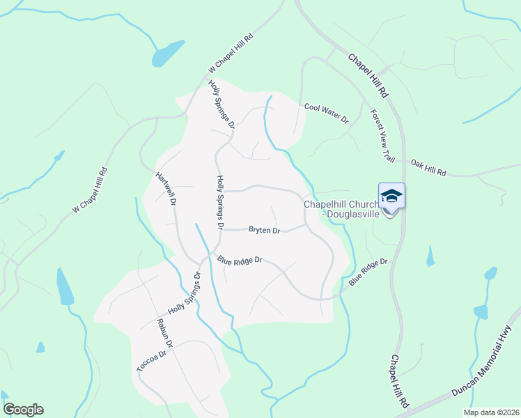 map of restaurants, bars, coffee shops, grocery stores, and more near 4492 Bryten Drive in Douglasville