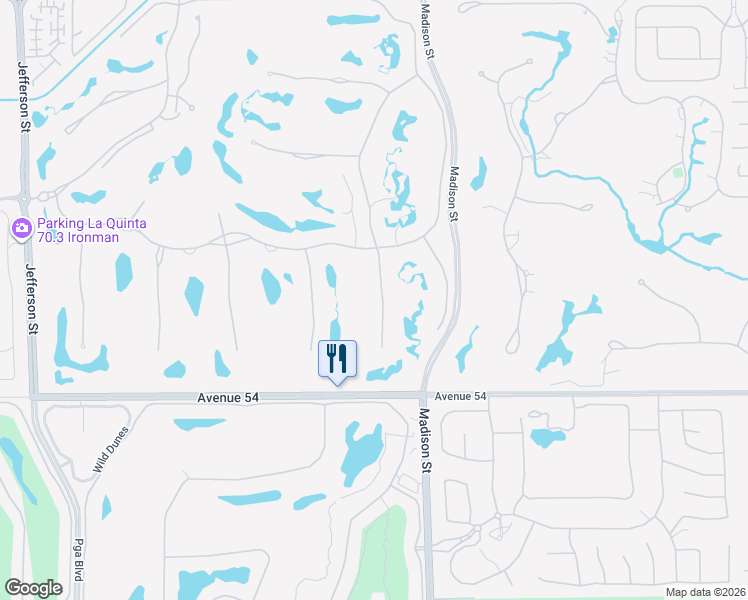 map of restaurants, bars, coffee shops, grocery stores, and more near 53493 Via Dona in La Quinta