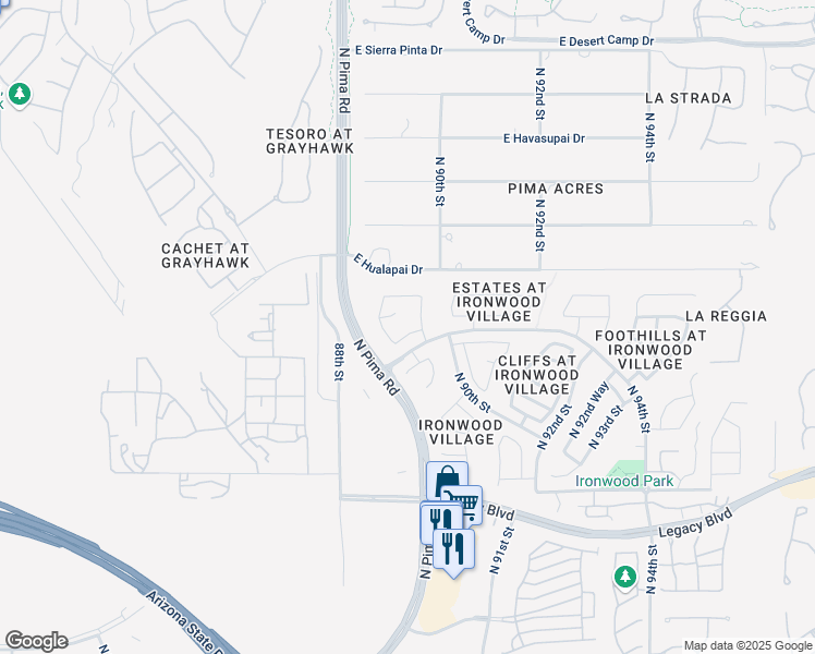 map of restaurants, bars, coffee shops, grocery stores, and more near 8926 East Topeka Drive in Scottsdale