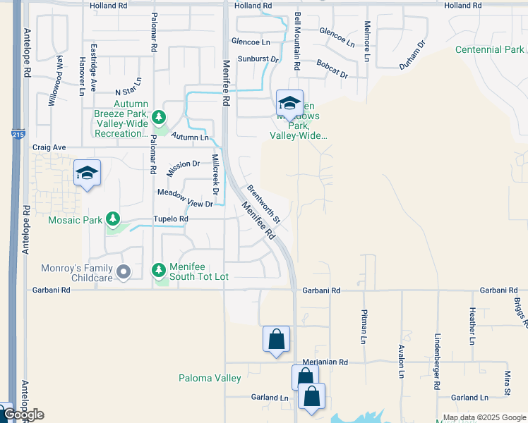 map of restaurants, bars, coffee shops, grocery stores, and more near 31767 Brentworth Street in Menifee