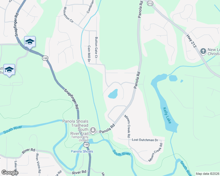 map of restaurants, bars, coffee shops, grocery stores, and more near 4129 Panola Lake Circle in Stonecrest