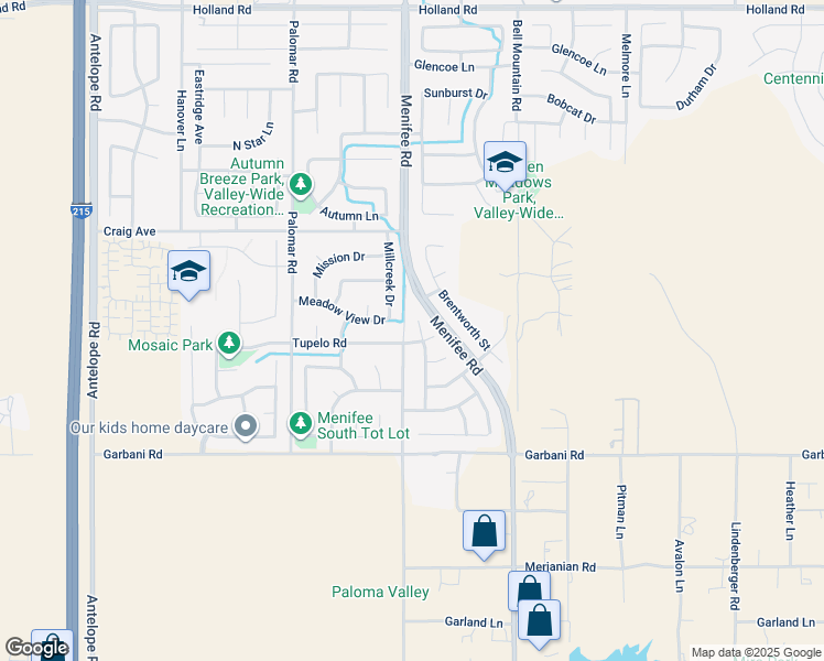 map of restaurants, bars, coffee shops, grocery stores, and more near 31719 Middlebrook Lane in Menifee