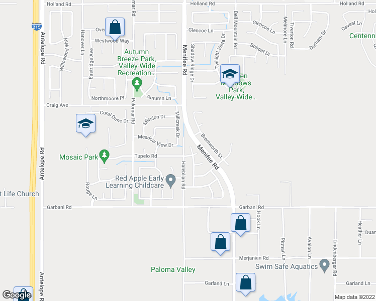 map of restaurants, bars, coffee shops, grocery stores, and more near 31719 Middlebrook Lane in Menifee
