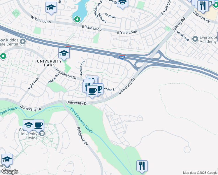 map of restaurants, bars, coffee shops, grocery stores, and more near 4 Gumwood in Irvine
