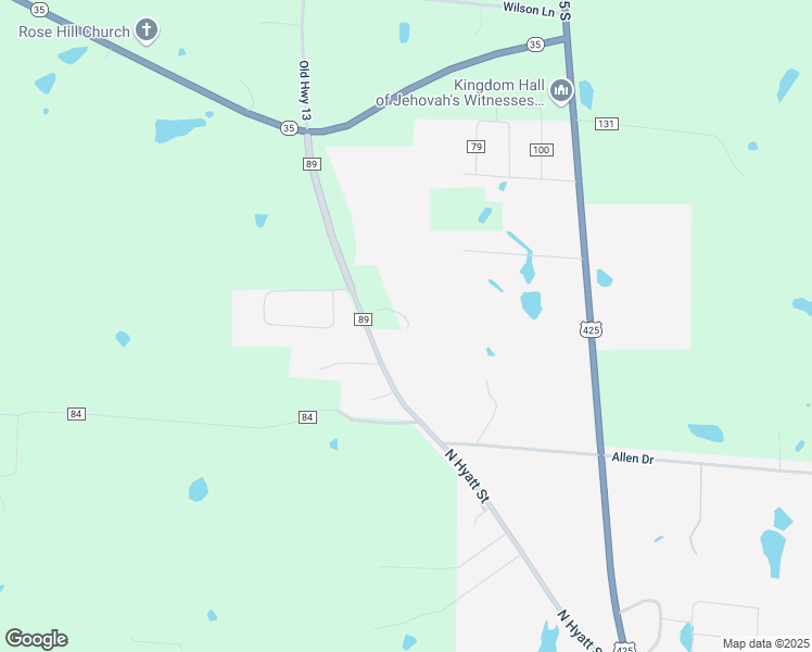 map of restaurants, bars, coffee shops, grocery stores, and more near 1668 North Hyatt Street in Monticello