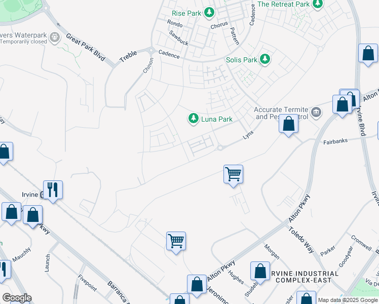 map of restaurants, bars, coffee shops, grocery stores, and more near 436 Loon in Irvine