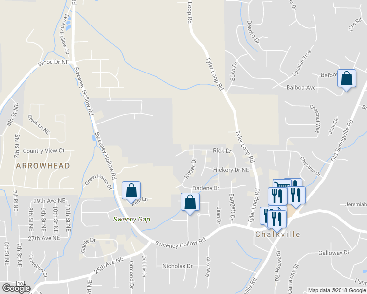 map of restaurants, bars, coffee shops, grocery stores, and more near 5082 Rick Drive in Pinson