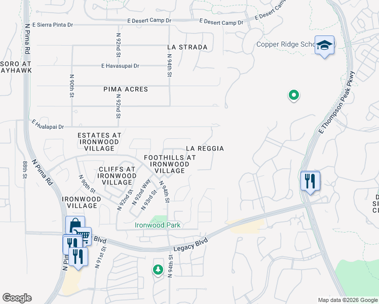 map of restaurants, bars, coffee shops, grocery stores, and more near 9443 East Topeka Drive in Scottsdale