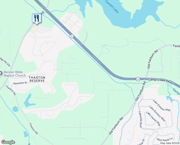 map of restaurants, bars, coffee shops, grocery stores, and more near 3617 Wartrace Drive in Atlanta