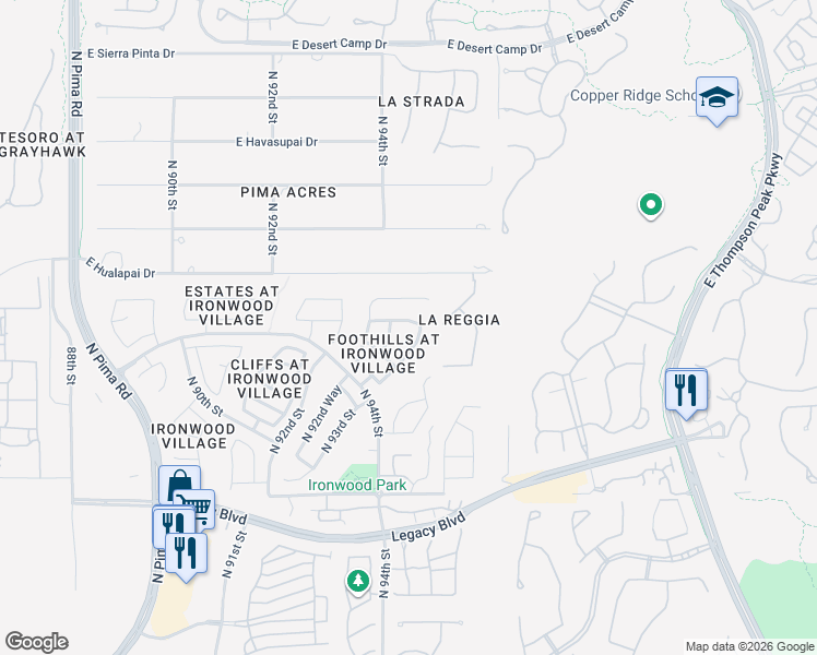 map of restaurants, bars, coffee shops, grocery stores, and more near 9443 East Topeka Drive in Scottsdale
